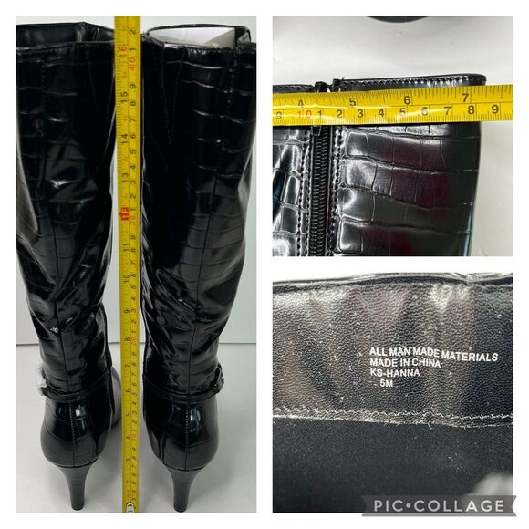 Karen Scott Womens Hannap Dressy Tall Mid-Calf Boots Black Croco 5M #601 - Picture 7 of 12